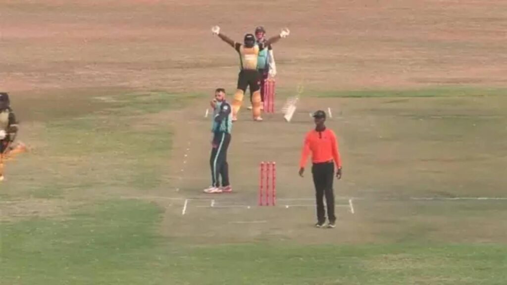 Umpire hit by flying bat: - Watch