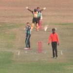 Umpire hit by flying bat: - Watch