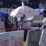 Mohammad Rizwan throws his bat towards Babar Azam after declaration as Pakistan teammates react during 1st Test vs BAN