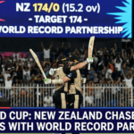 Finn Allen and Tim Seifert bumping fists after securing a 10-wicket victory for New Zealand against UAE.