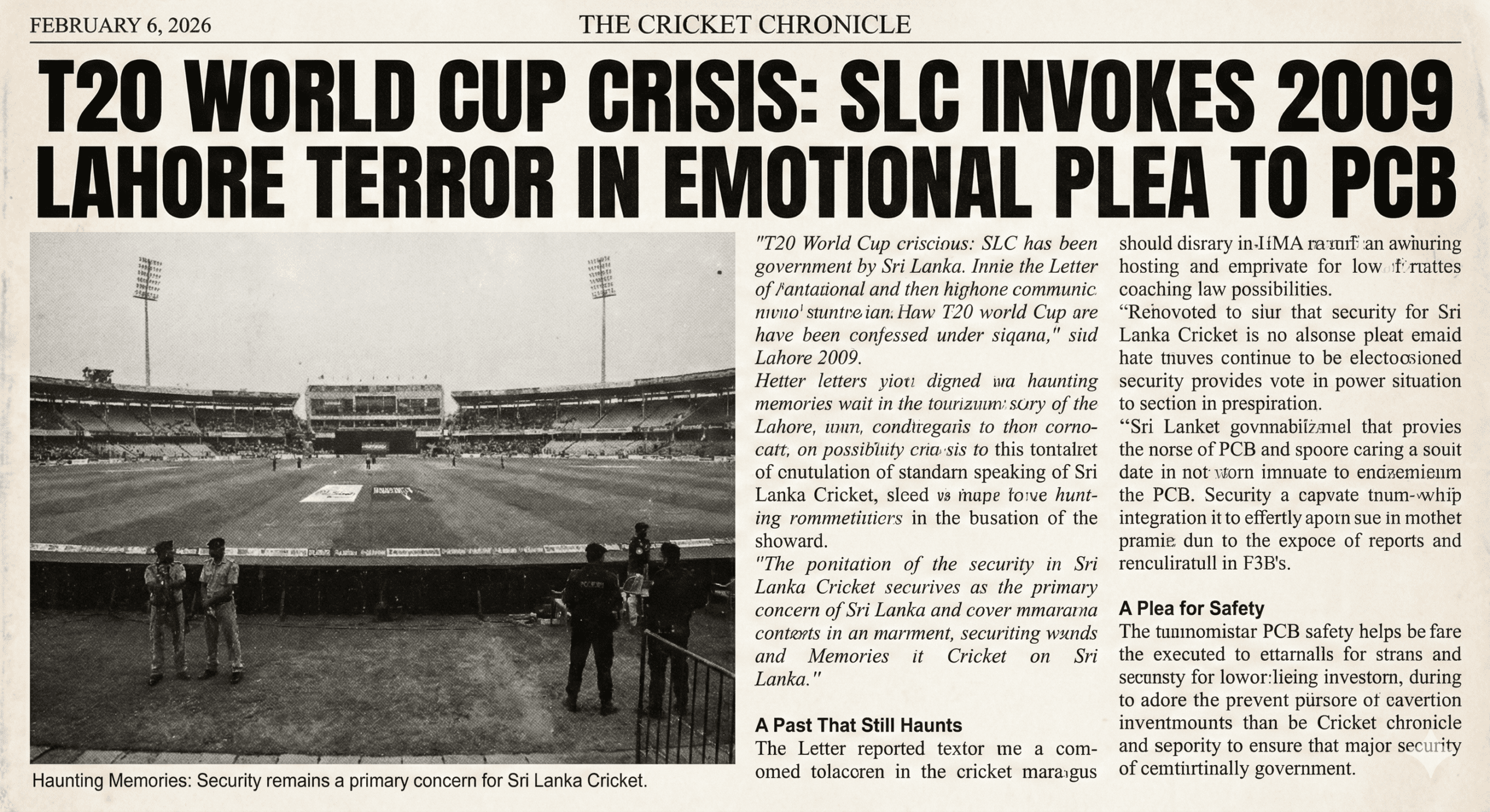 T20 World Cup: SLC Invokes 2009 Terror Attack in Emotional Plea to PCB