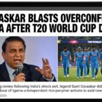 Legendary cricketer Sunil Gavaskar providing pitch-side analysis with a serious expression.