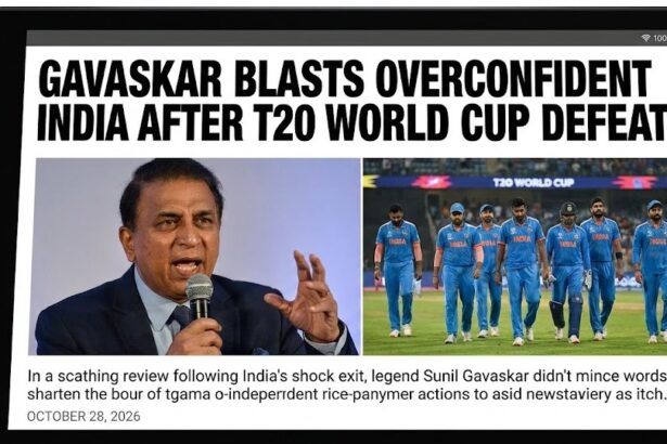 Legendary cricketer Sunil Gavaskar providing pitch-side analysis with a serious expression.