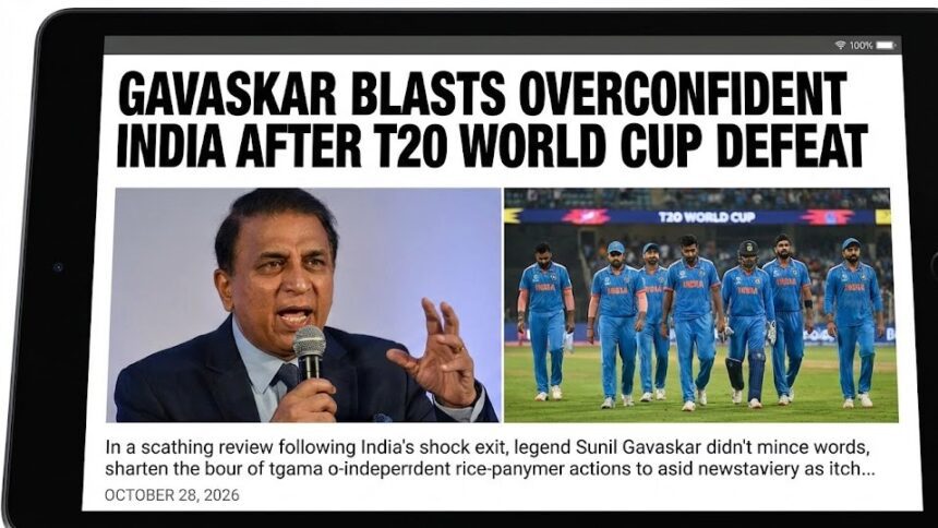 Legendary cricketer Sunil Gavaskar providing pitch-side analysis with a serious expression.