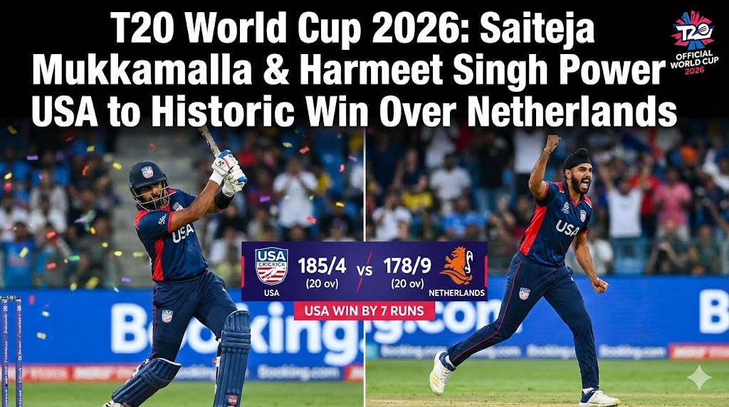 T20 World Cup 2026: Saiteja Mukkamalla & Harmeet Singh Power USA to Historic Win Over Netherlands
