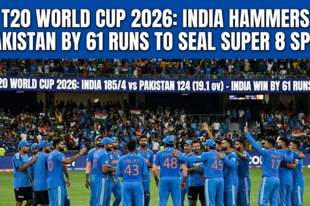 Indian cricket players celebrating a wicket during the T20 World Cup match against Pakistan in Colombo.