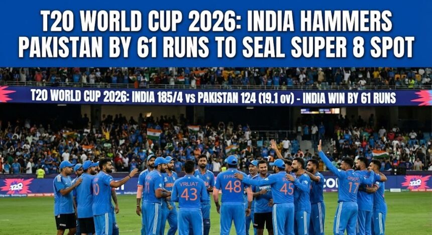 Indian cricket players celebrating a wicket during the T20 World Cup match against Pakistan in Colombo.