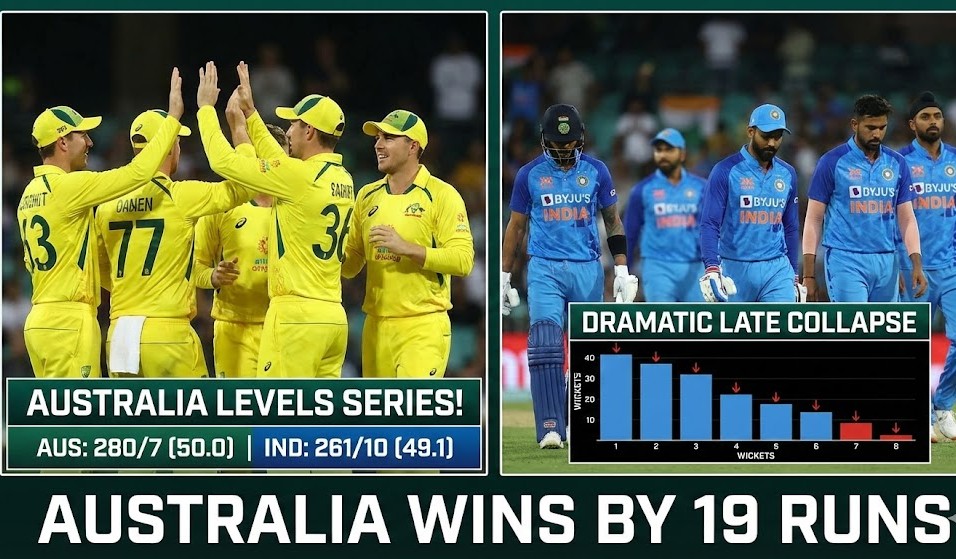 Australia Levels Series with 19-Run Win Over India Following Dramatic Late Collapse