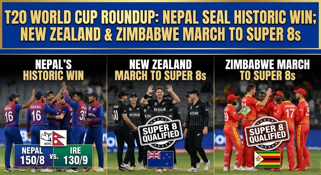 T20 World Cup Roundup: Nepal Seal Historic Win; New Zealand & Zimbabwe March to Super 8s