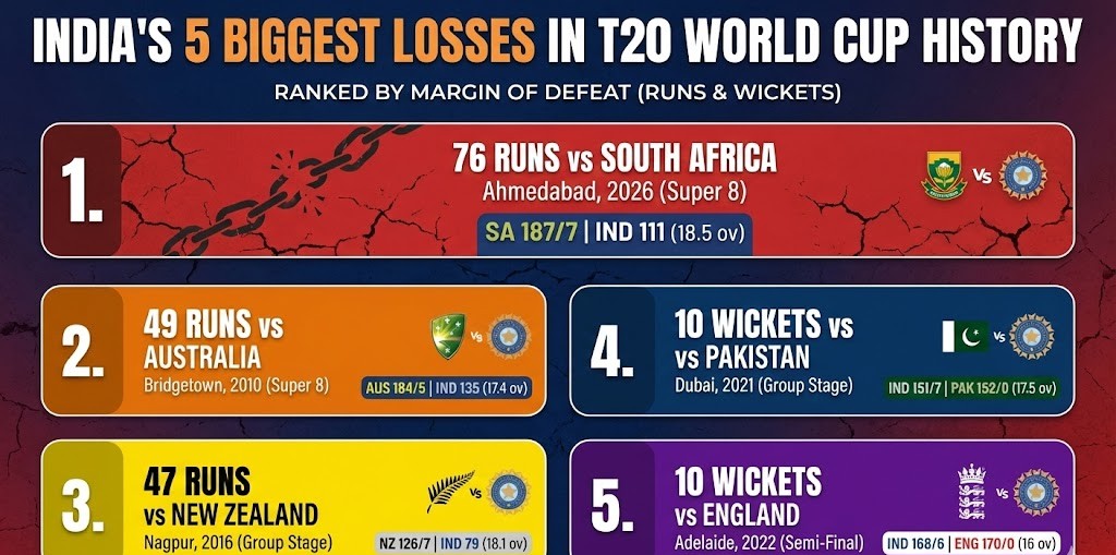 5 Biggest Losses for India in T20 World Cup History